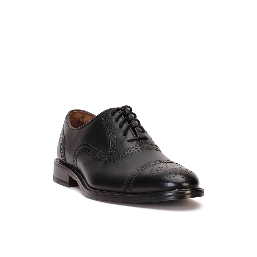 Johnson & Murphy Men's Daley Cap Toe Oxfords Black Leather, Size 9.5 W [15-2821]